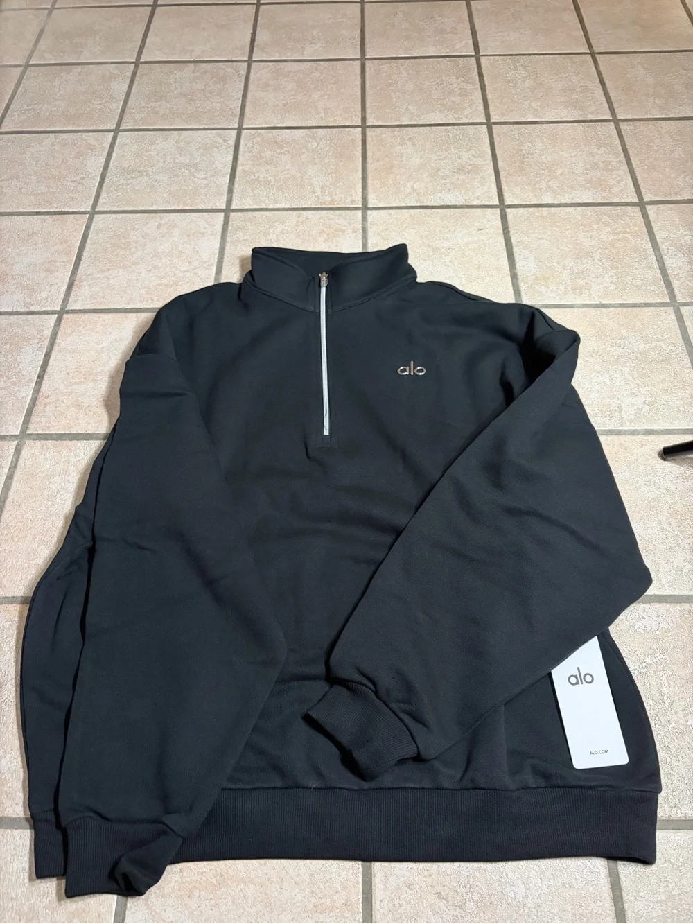 NWT ALO Accolade 1/4 Zip Pullover (Black) Size Large